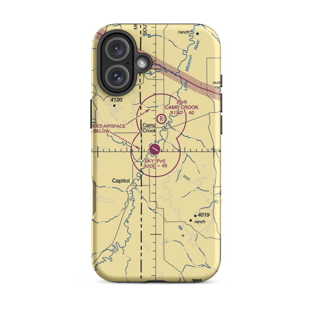 Sky Ranch For Boys Airport (SD33) VFR Sectional  Tough iPhone Case iPhone 16 Plus model shown