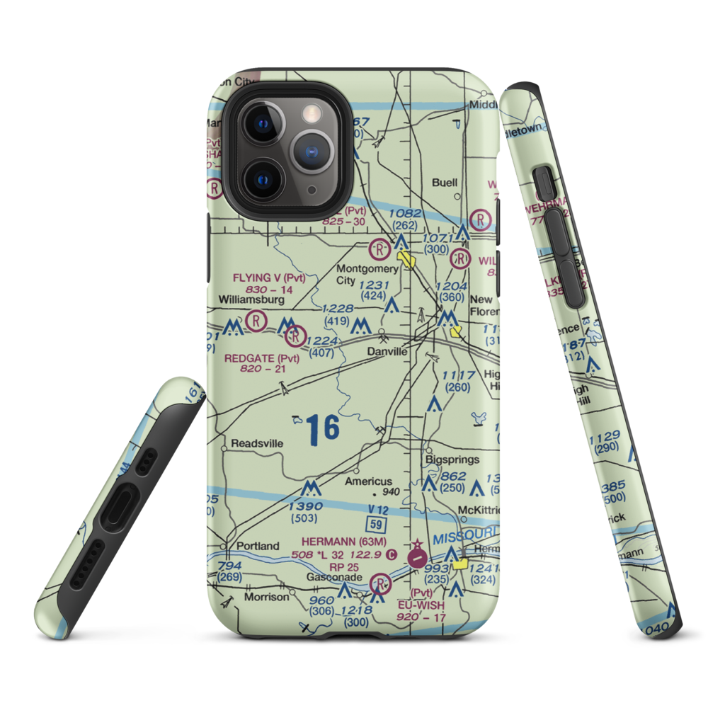 Sky-Vu Airport (MO45) VFR Sectional  Tough iPhone Case iPhone 11 Pro model shown