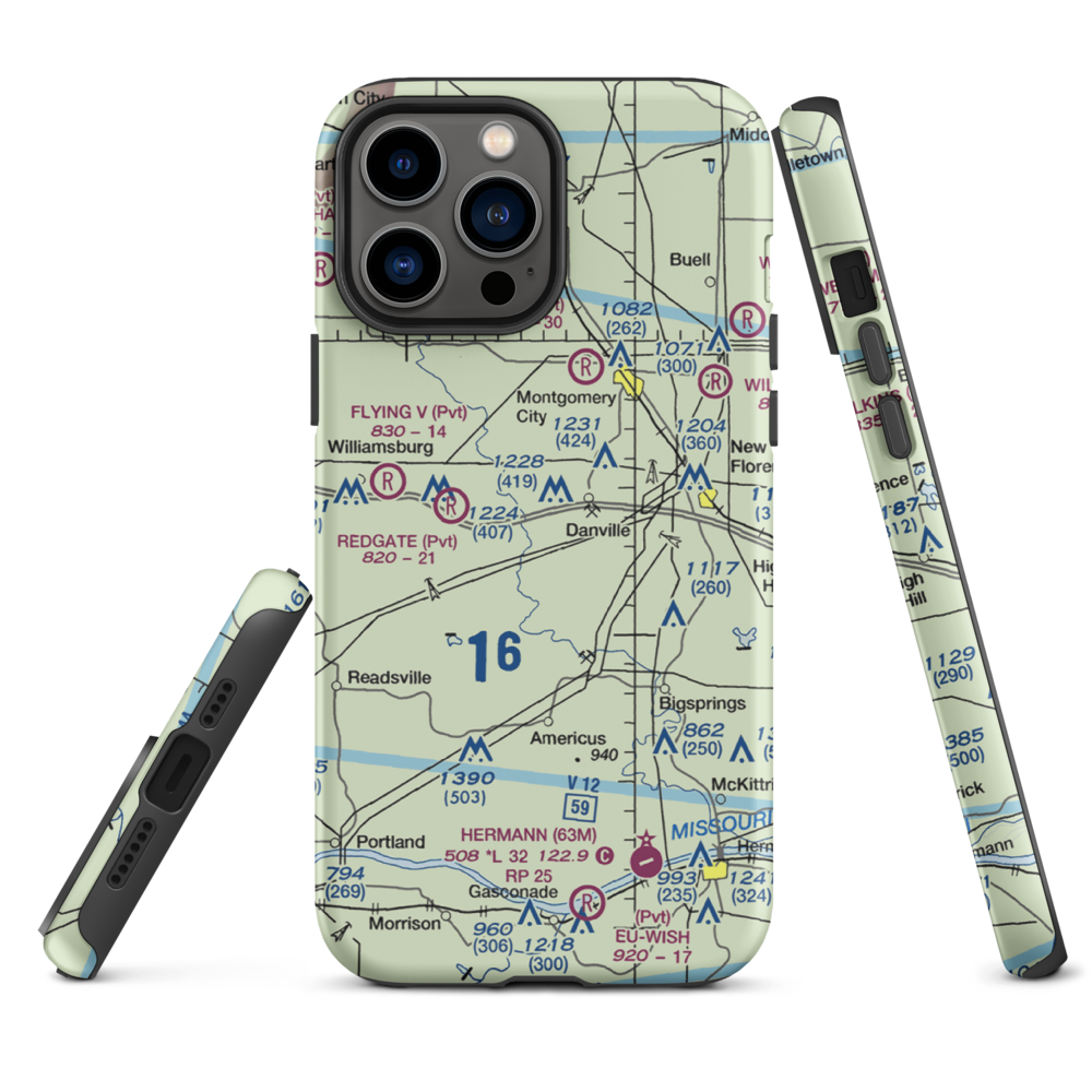 Sky-Vu Airport (MO45) VFR Sectional  Tough iPhone Case iPhone 13 Pro Max model shown