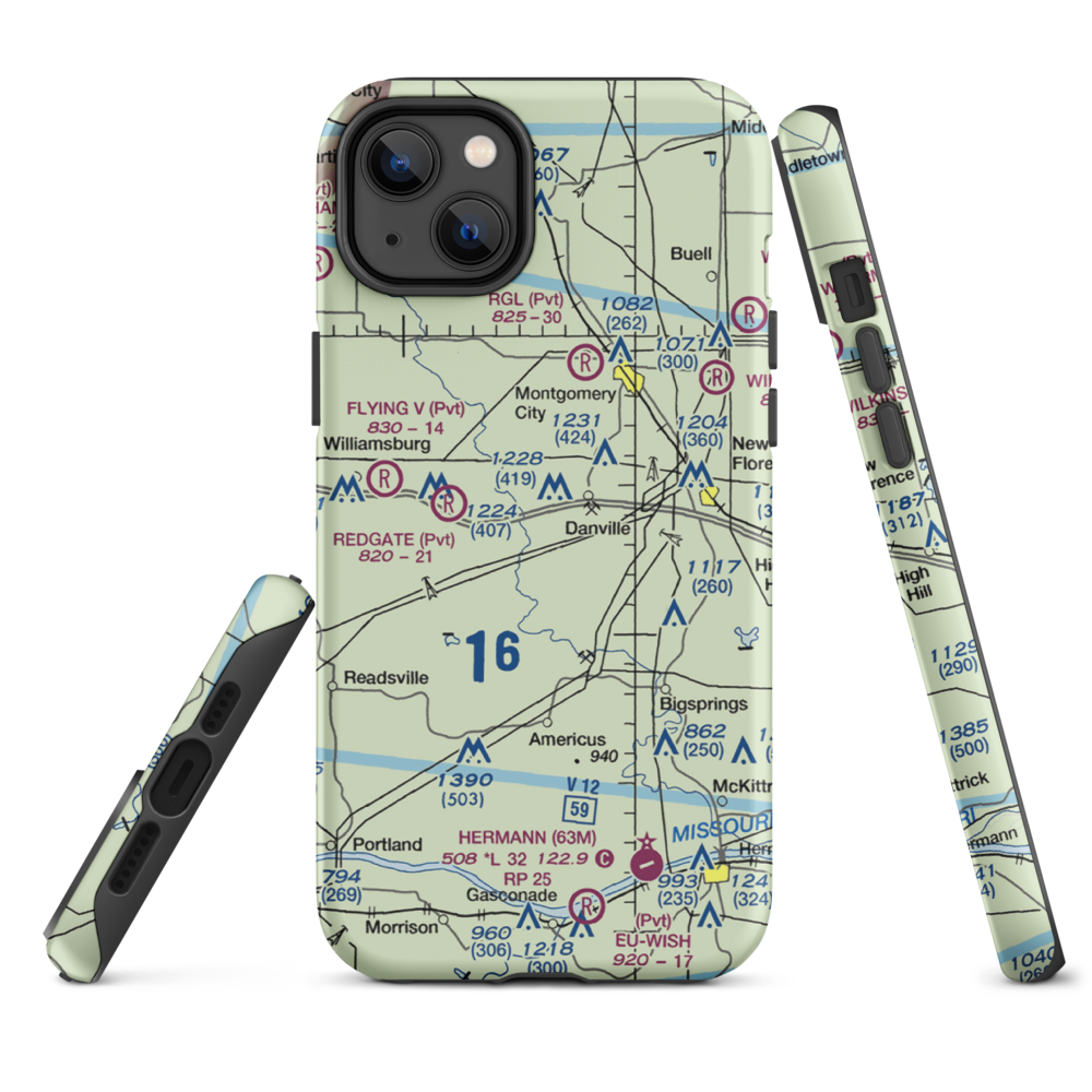 Sky-Vu Airport (MO45) VFR Sectional  Tough iPhone Case iPhone 14 Plus model shown