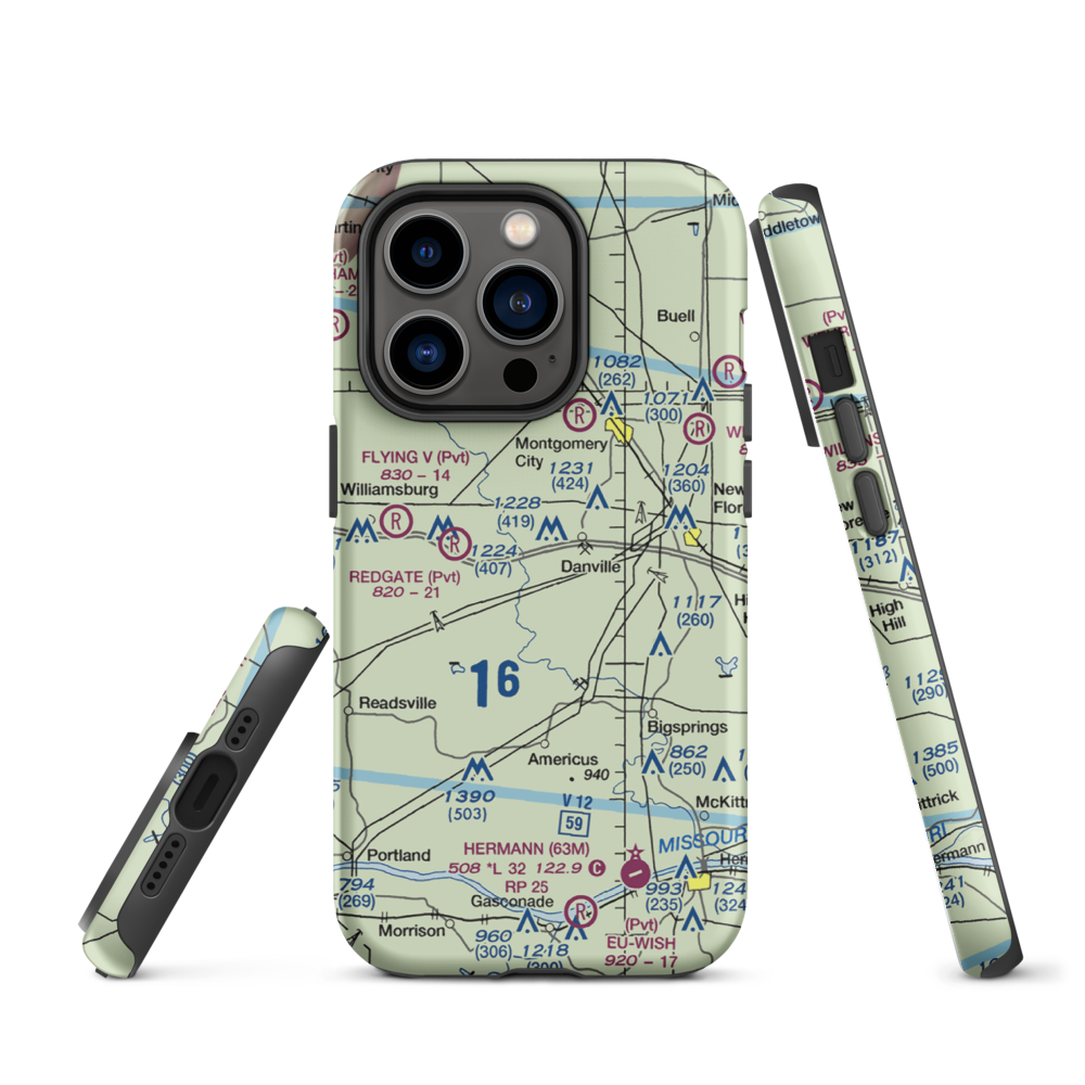 Sky-Vu Airport (MO45) VFR Sectional  Tough iPhone Case iPhone 14 Pro model shown