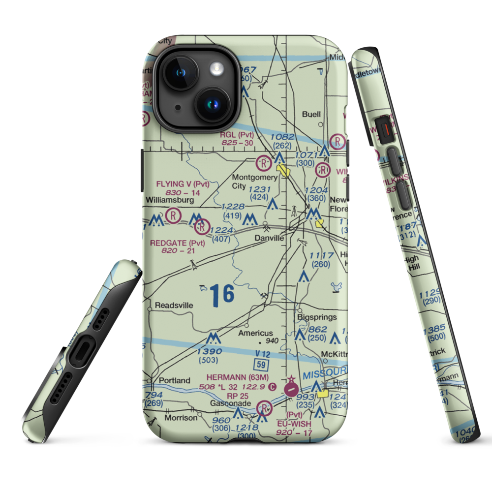 Sky-Vu Airport (MO45) VFR Sectional  Tough iPhone Case iPhone 15 Plus model shown