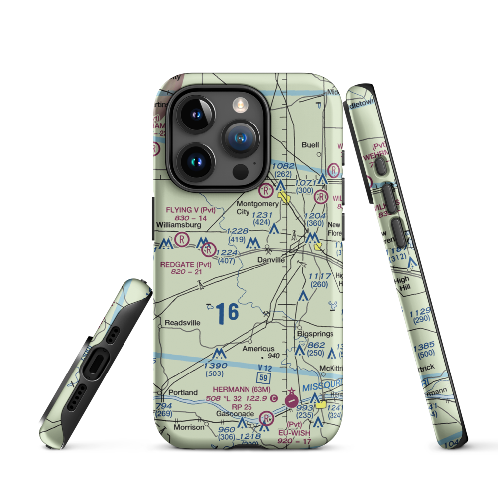 Sky-Vu Airport (MO45) VFR Sectional  Tough iPhone Case iPhone 15 Pro model shown