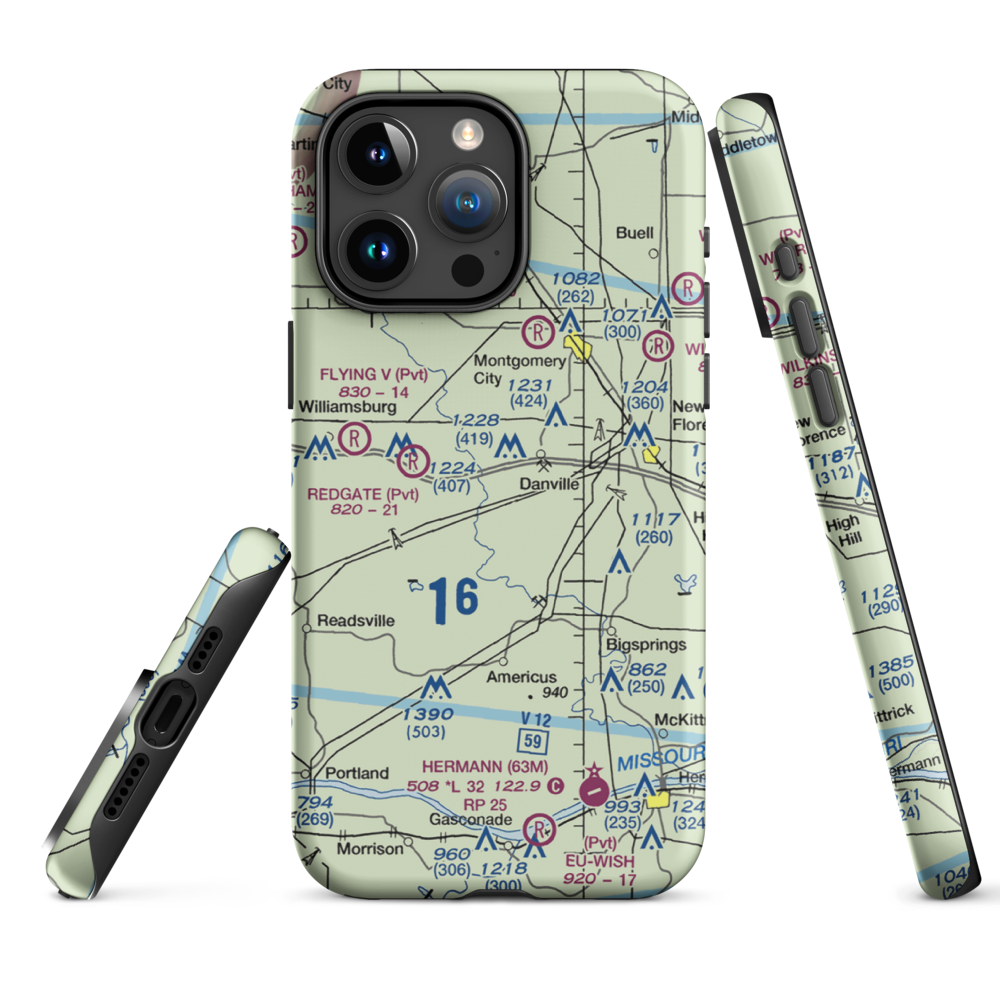 Sky-Vu Airport (MO45) VFR Sectional  Tough iPhone Case iPhone 15 Pro Max model shown