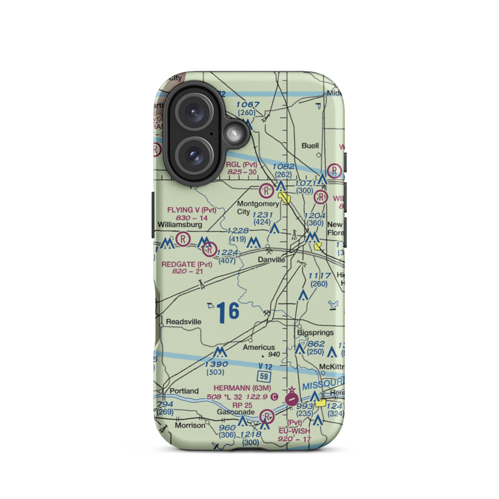 Sky-Vu Airport (MO45) VFR Sectional  Tough iPhone Case iPhone 16 model shown