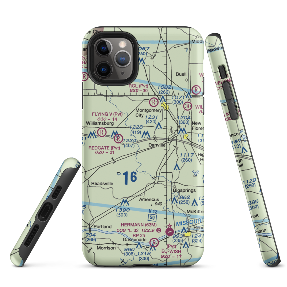 Sky-Vu Airport (MO45) VFR Sectional  Tough iPhone Case iPhone 11 Pro Max model shown