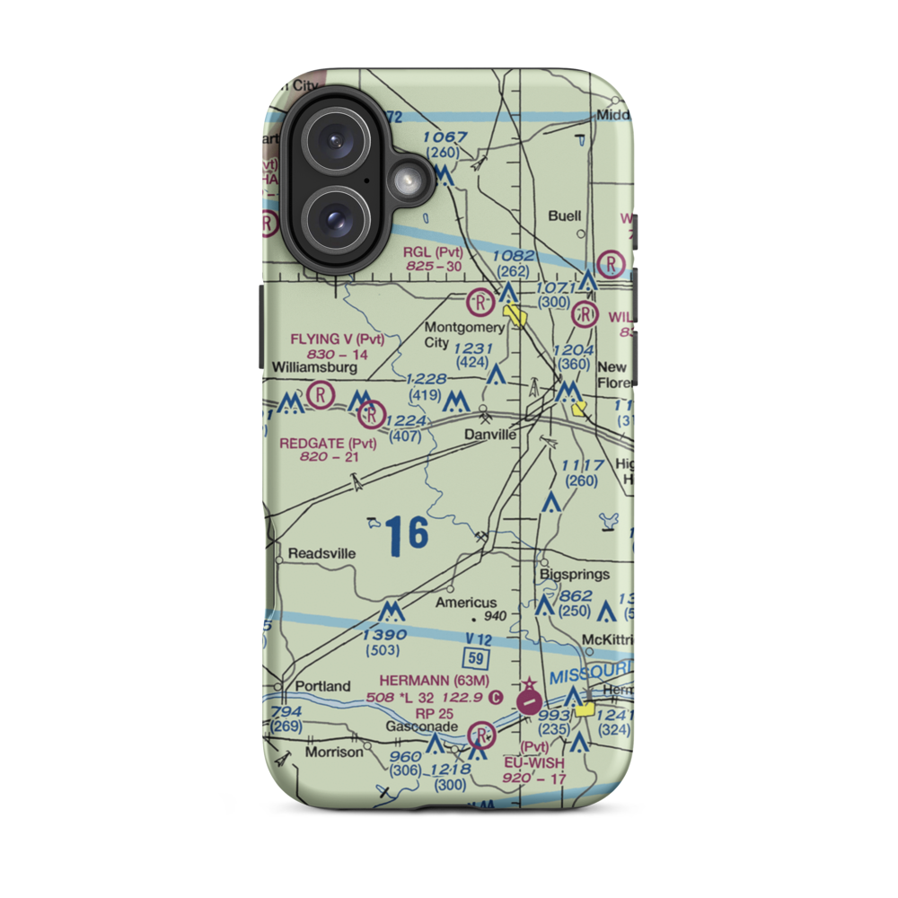 Sky-Vu Airport (MO45) VFR Sectional  Tough iPhone Case iPhone 16 Plus model shown