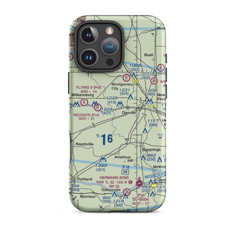 Sky-Vu Airport (MO45) VFR Sectional  Tough iPhone Case iPhone 16 Pro Max model shown