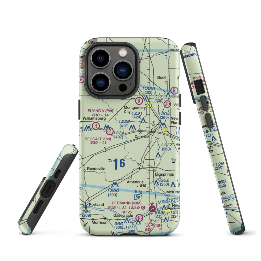 Sky-Vu Airport (MO45) VFR Sectional  Tough iPhone Case iPhone 13 Pro model shown