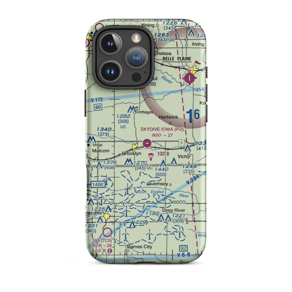 Skydive Iowa Airport (09IA) VFR Sectional  Tough iPhone Case iPhone 16 Pro Max model shown