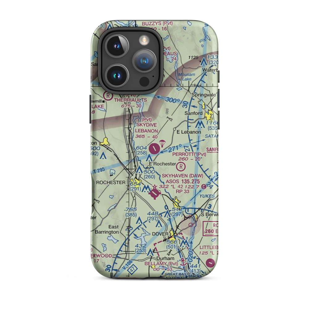 Skydive Lebanon Airport (ME64) VFR Sectional  Tough iPhone Case iPhone 16 Pro Max model shown