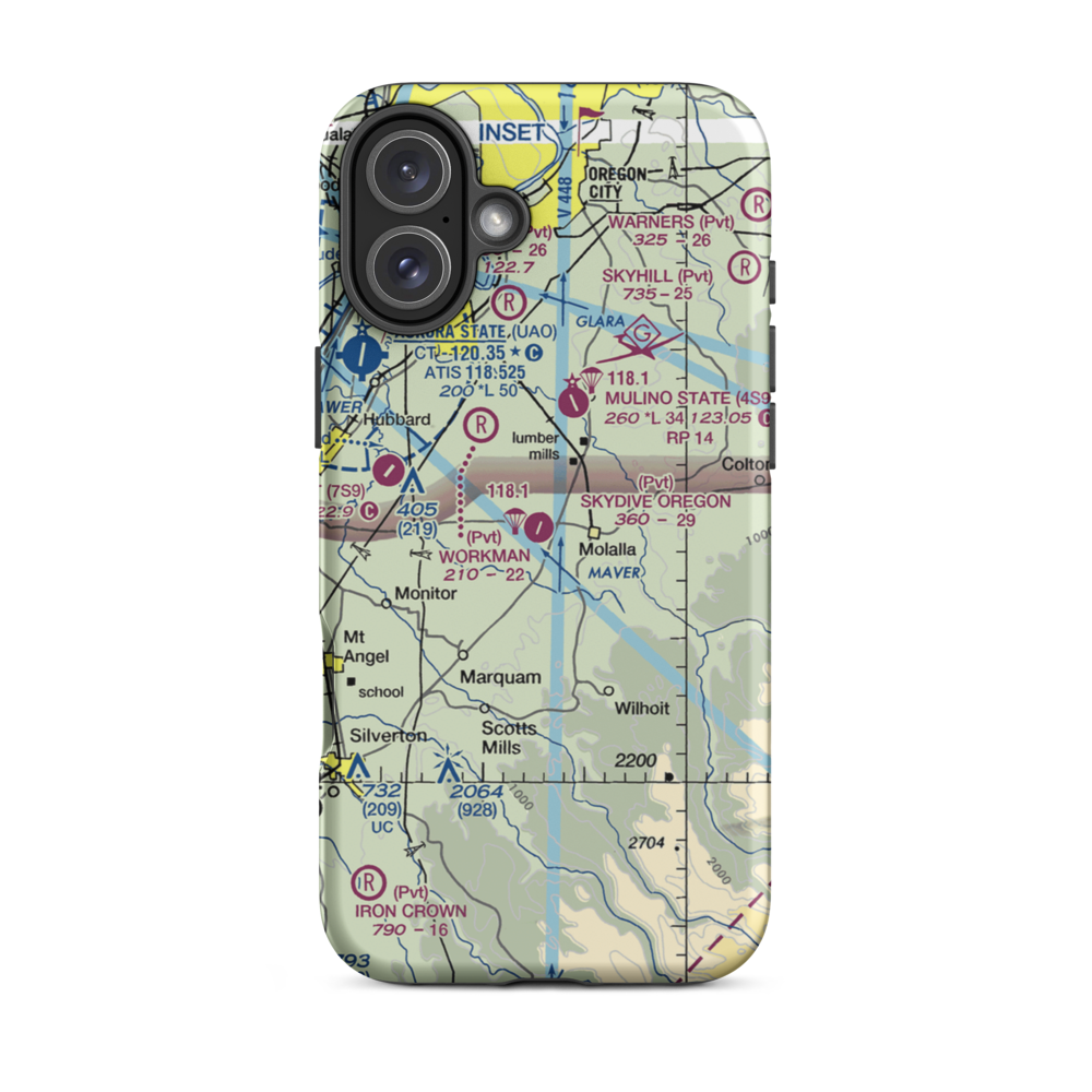 Skydive Oregon Airport (OL05) VFR Sectional  Tough iPhone Case iPhone 16 Plus model shown