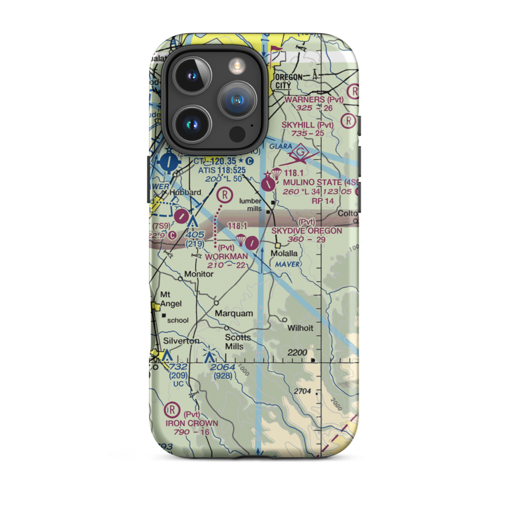 Skydive Oregon Airport (OL05) VFR Sectional  Tough iPhone Case iPhone 16 Pro Max model shown