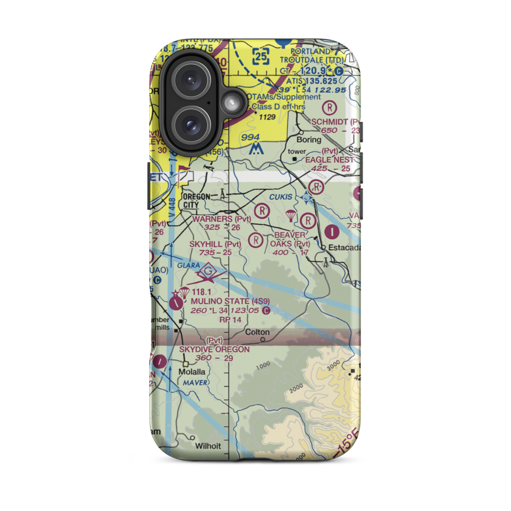 Skyhill Airport (1OR7) VFR Sectional  Tough iPhone Case iPhone 16 Plus model shown