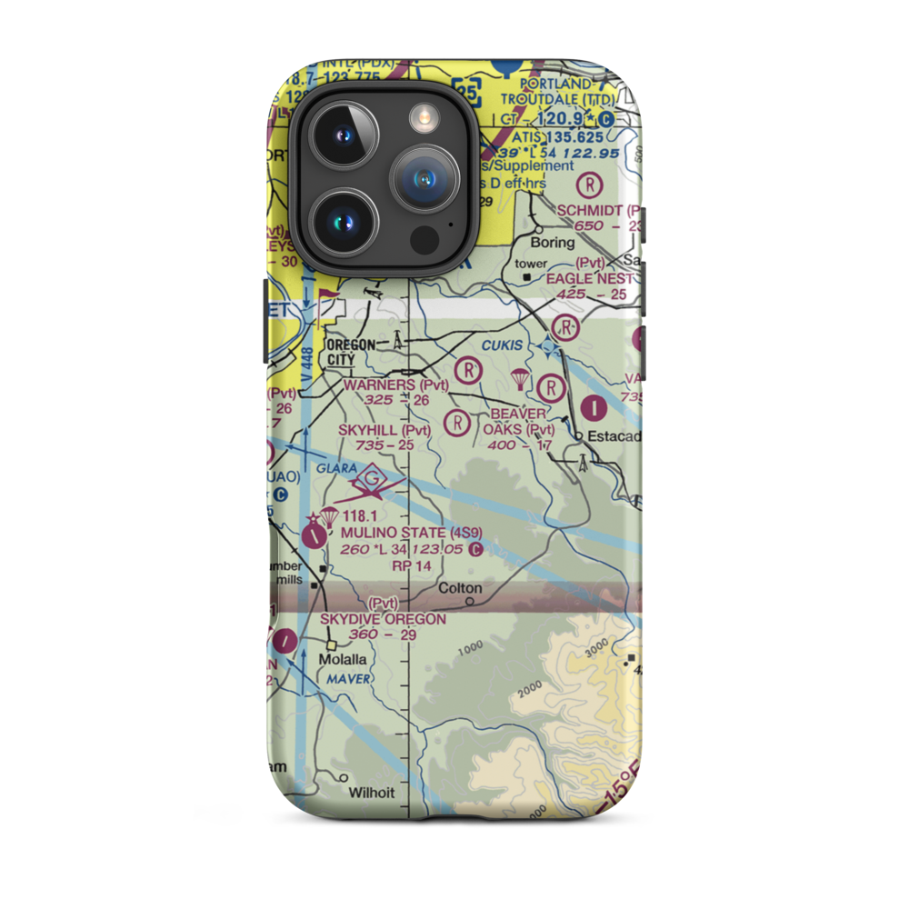 Skyhill Airport (1OR7) VFR Sectional  Tough iPhone Case iPhone 16 Pro Max model shown