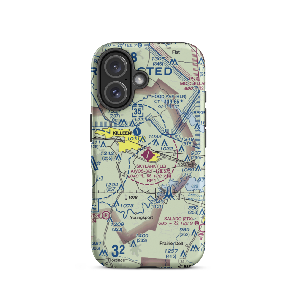 Skylark Field (ILE) VFR Sectional  Tough iPhone Case iPhone 16 model shown