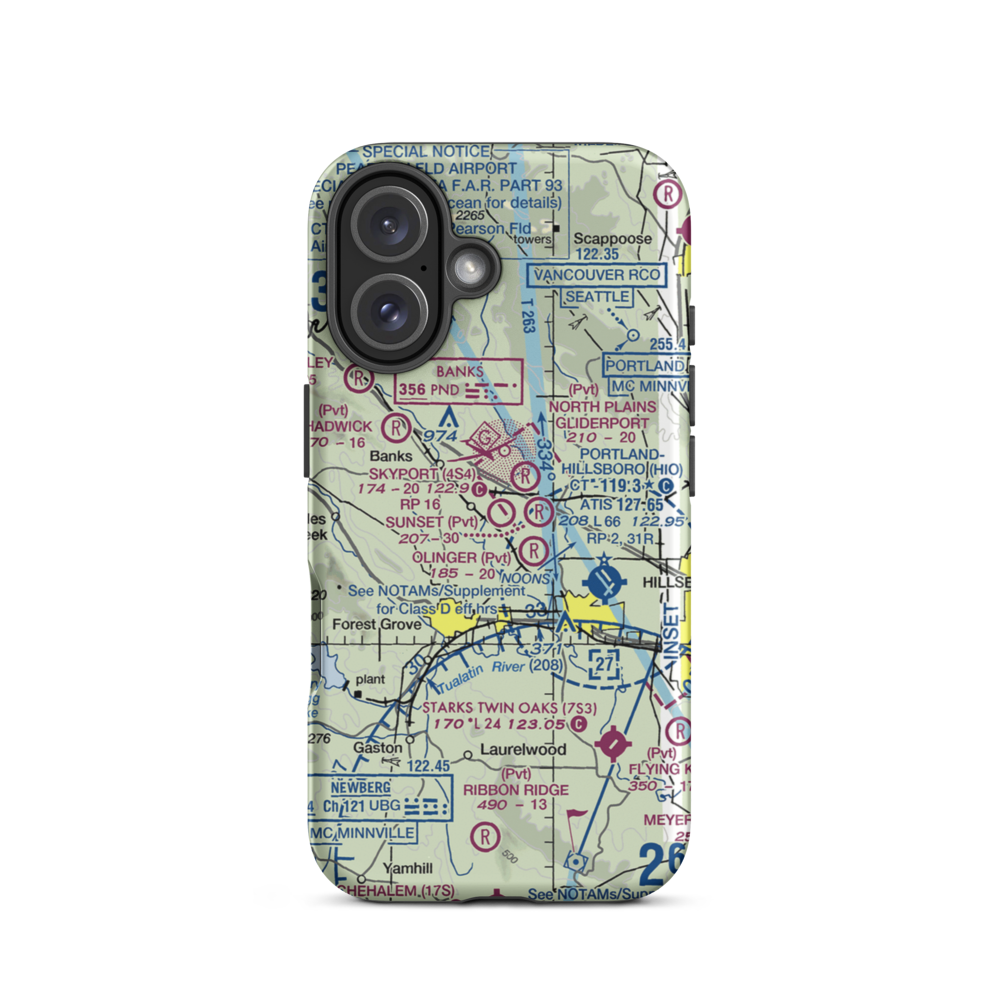 Skyport Airport (4S4) VFR Sectional  Tough iPhone Case iPhone 16 model shown