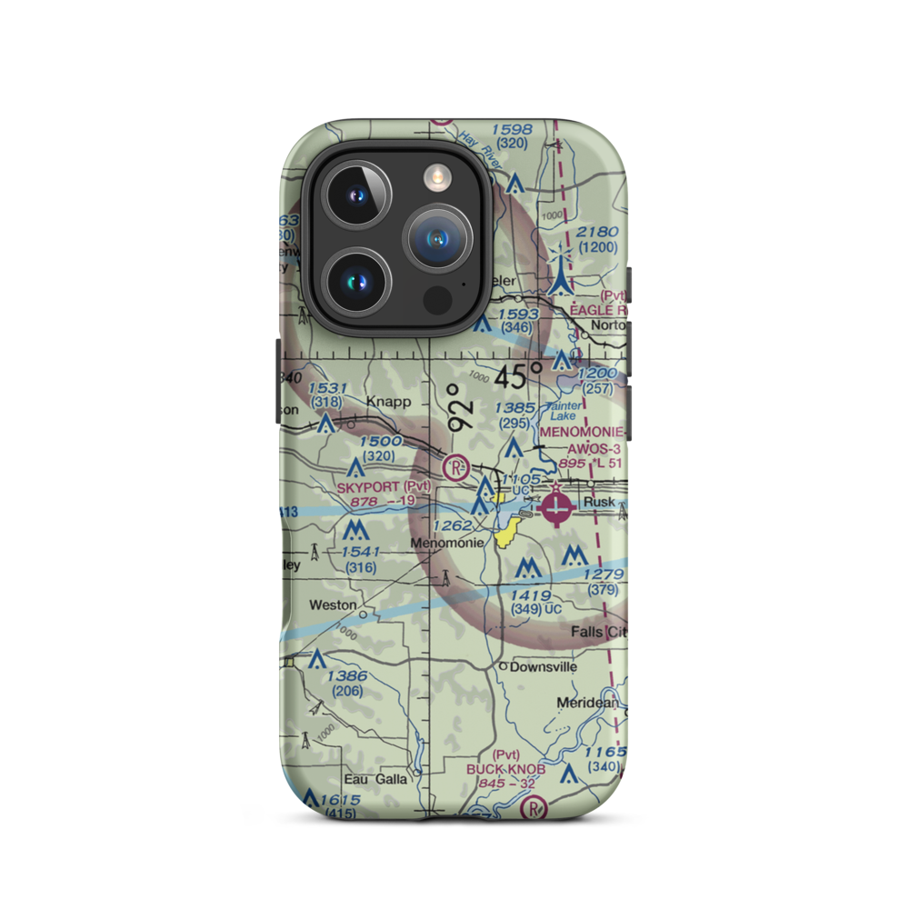 Skyport Airport (WI27) VFR Sectional  Tough iPhone Case iPhone 16 Pro model shown