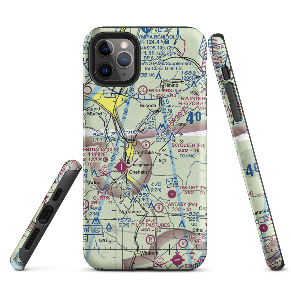 Skyqueen Airport (WA95) VFR Sectional  Tough iPhone Case iPhone 11 Pro Max model shown