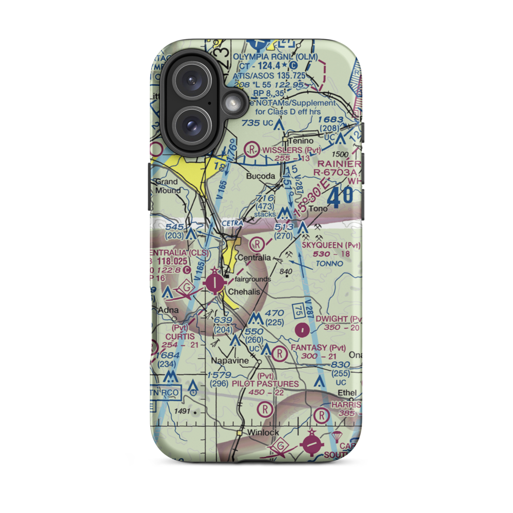 Skyqueen Airport (WA95) VFR Sectional  Tough iPhone Case iPhone 16 Plus model shown