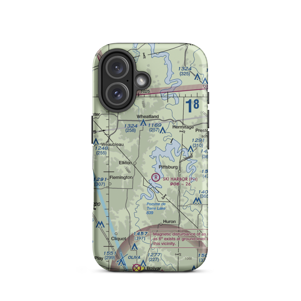 Skyriders Airport (MO52) VFR Sectional  Tough iPhone Case iPhone 16 model shown