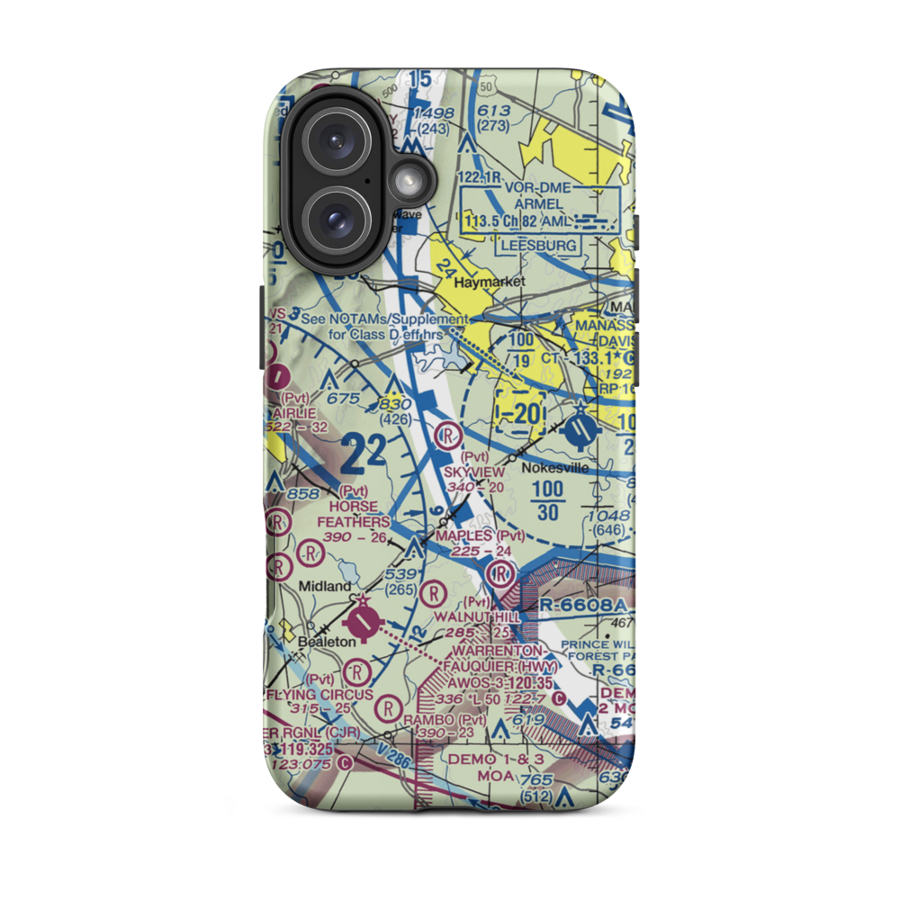 Skyview Airport (51VA) VFR Sectional  Tough iPhone Case iPhone 16 Plus model shown