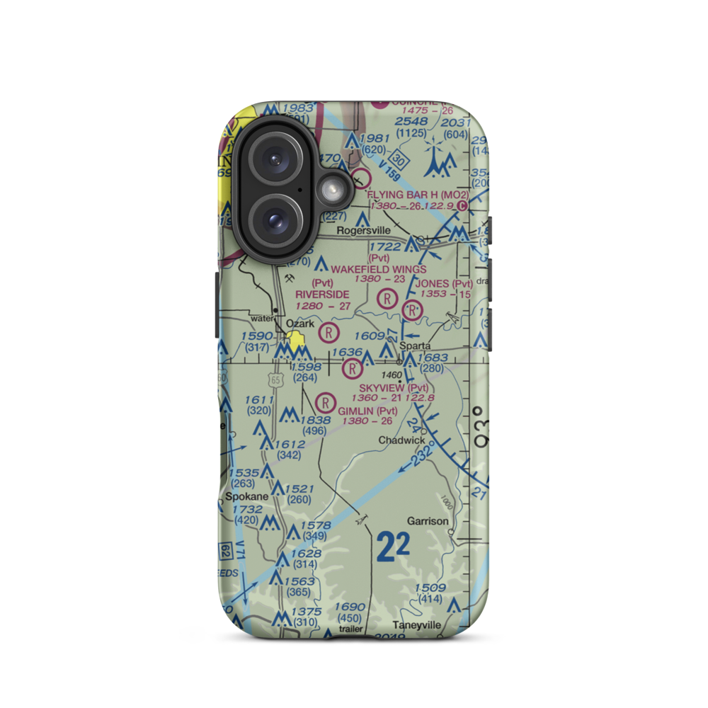 Skyview Airport (MU70) VFR Sectional  Tough iPhone Case iPhone 16 model shown
