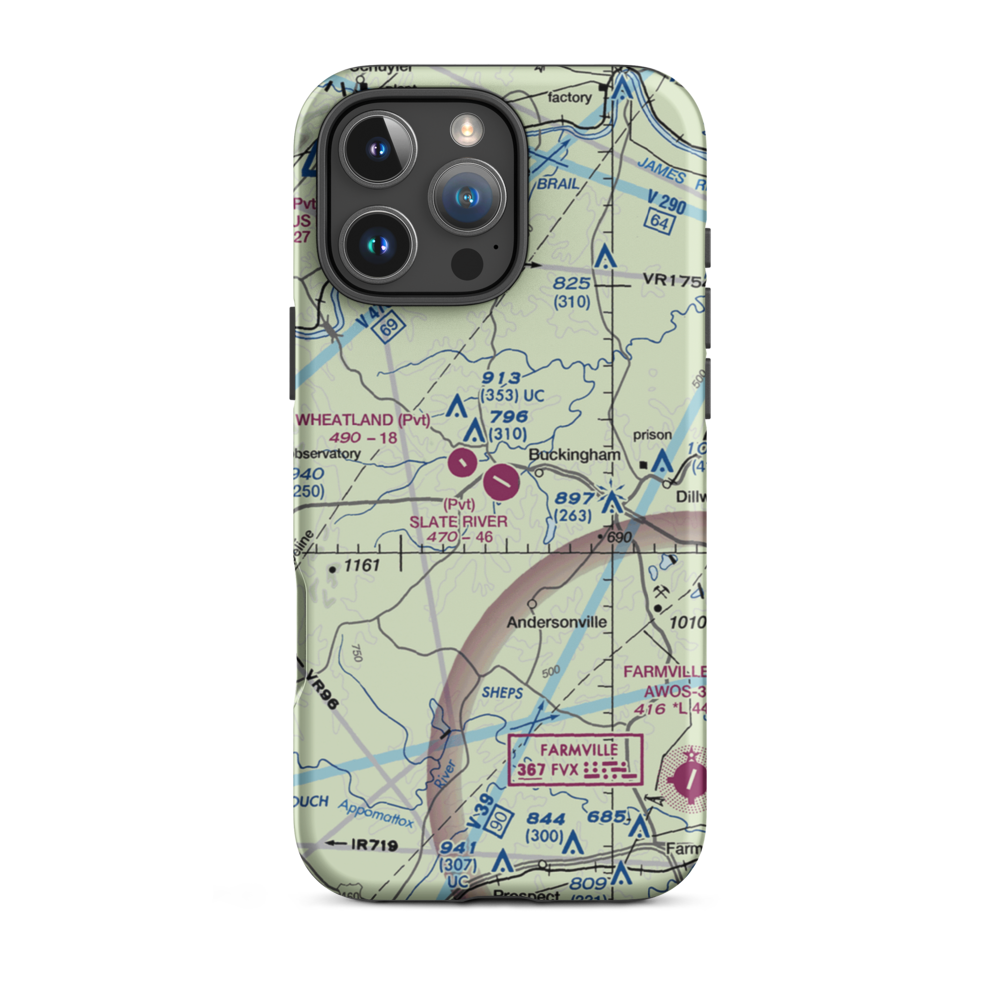 Slate River Ranch Airport (8VA1) VFR Sectional  Tough iPhone Case iPhone 16 Pro Max model shown