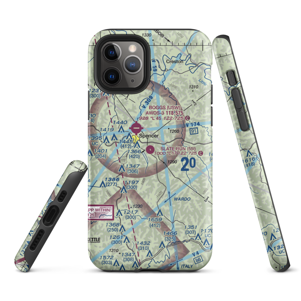 Slate Run Airport (55I) VFR Sectional  Tough iPhone Case iPhone 11 Pro model shown