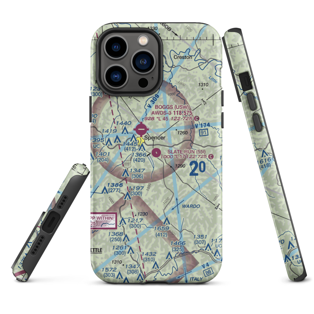 Slate Run Airport (55I) VFR Sectional  Tough iPhone Case iPhone 13 Pro Max model shown