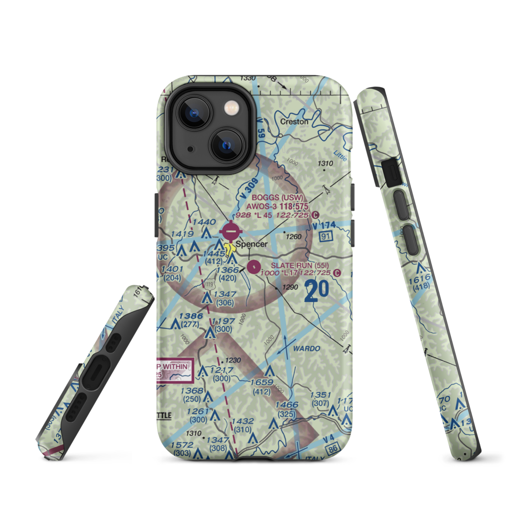 Slate Run Airport (55I) VFR Sectional  Tough iPhone Case iPhone 14 model shown