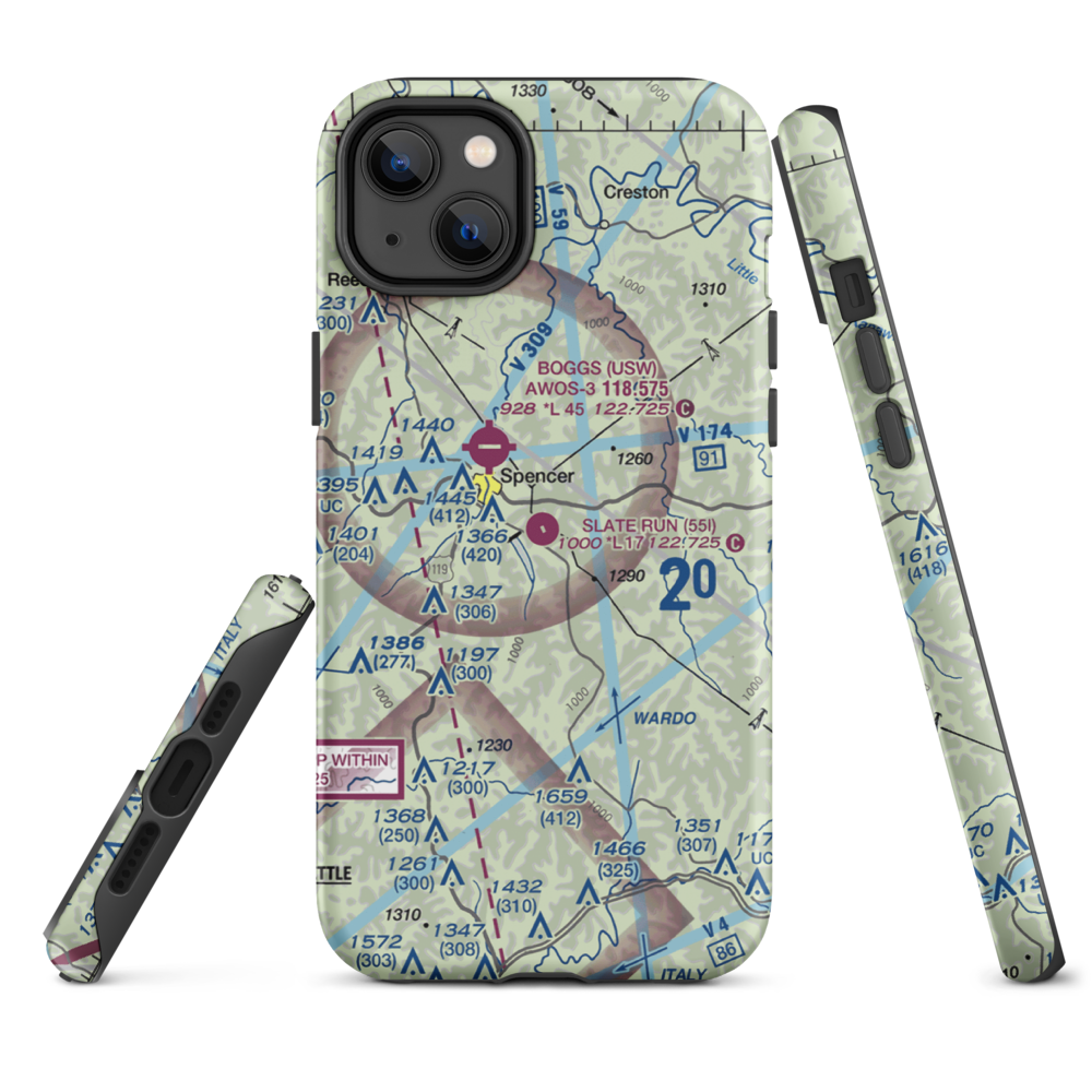 Slate Run Airport (55I) VFR Sectional  Tough iPhone Case iPhone 14 Plus model shown