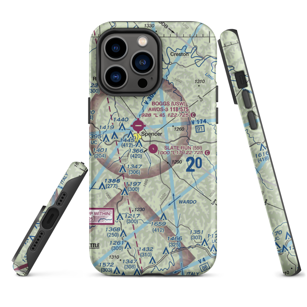 Slate Run Airport (55I) VFR Sectional  Tough iPhone Case iPhone 14 Pro Max model shown