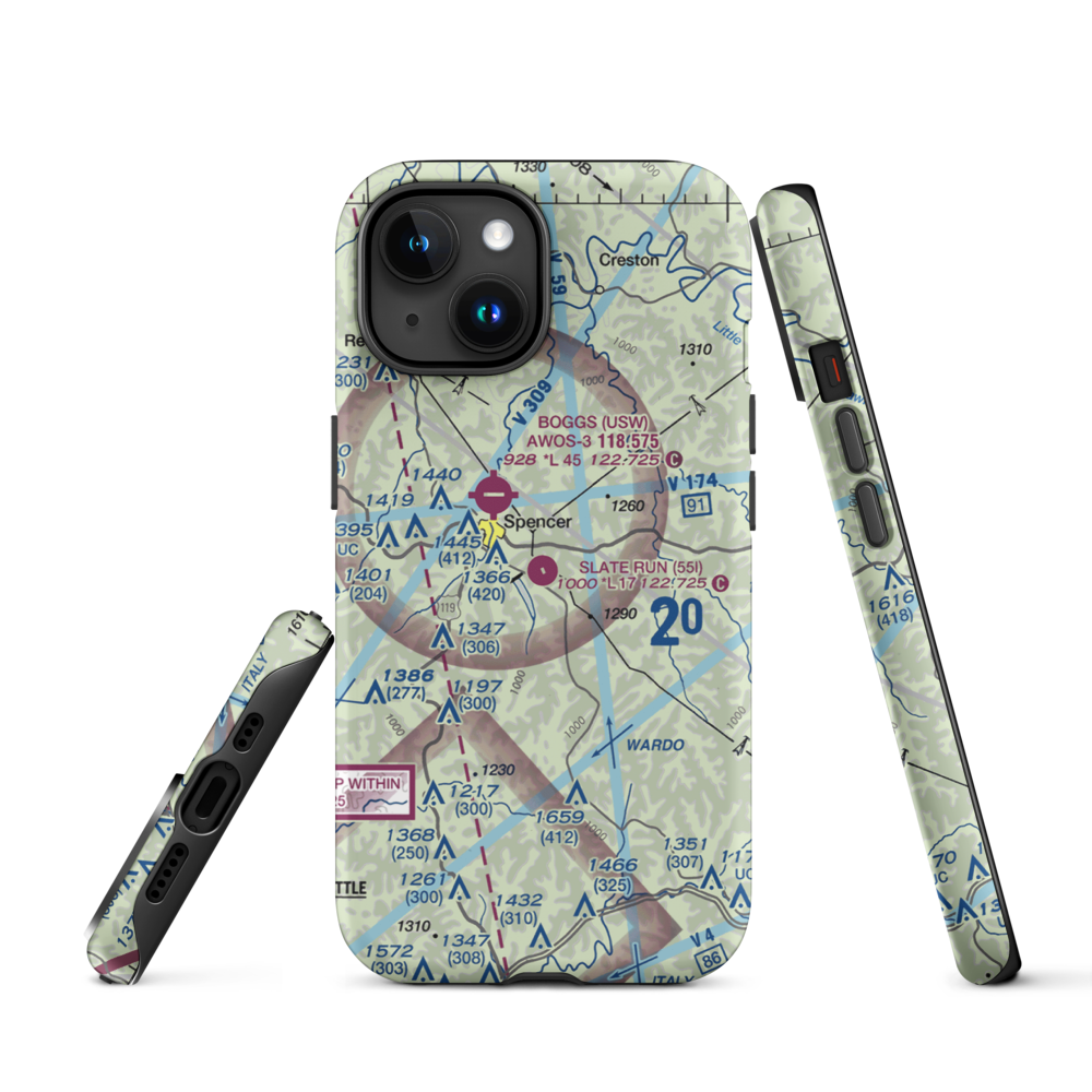 Slate Run Airport (55I) VFR Sectional  Tough iPhone Case iPhone 15 model shown