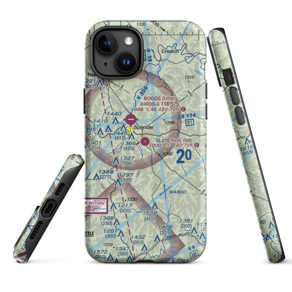 Slate Run Airport (55I) VFR Sectional  Tough iPhone Case iPhone 15 Plus model shown