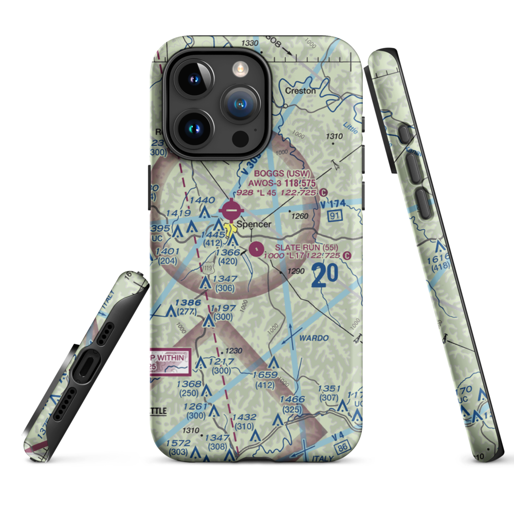 Slate Run Airport (55I) VFR Sectional  Tough iPhone Case iPhone 15 Pro Max model shown