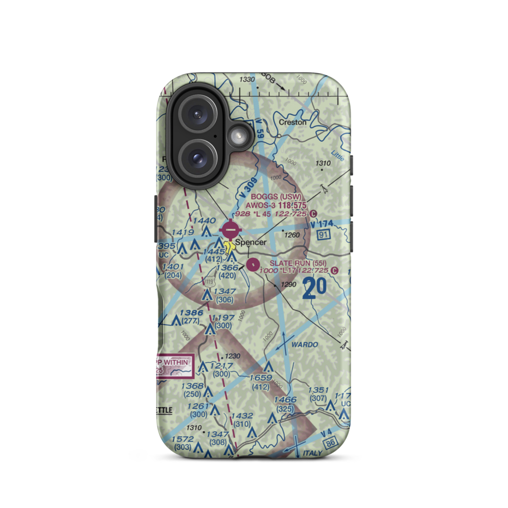 Slate Run Airport (55I) VFR Sectional  Tough iPhone Case iPhone 16 model shown