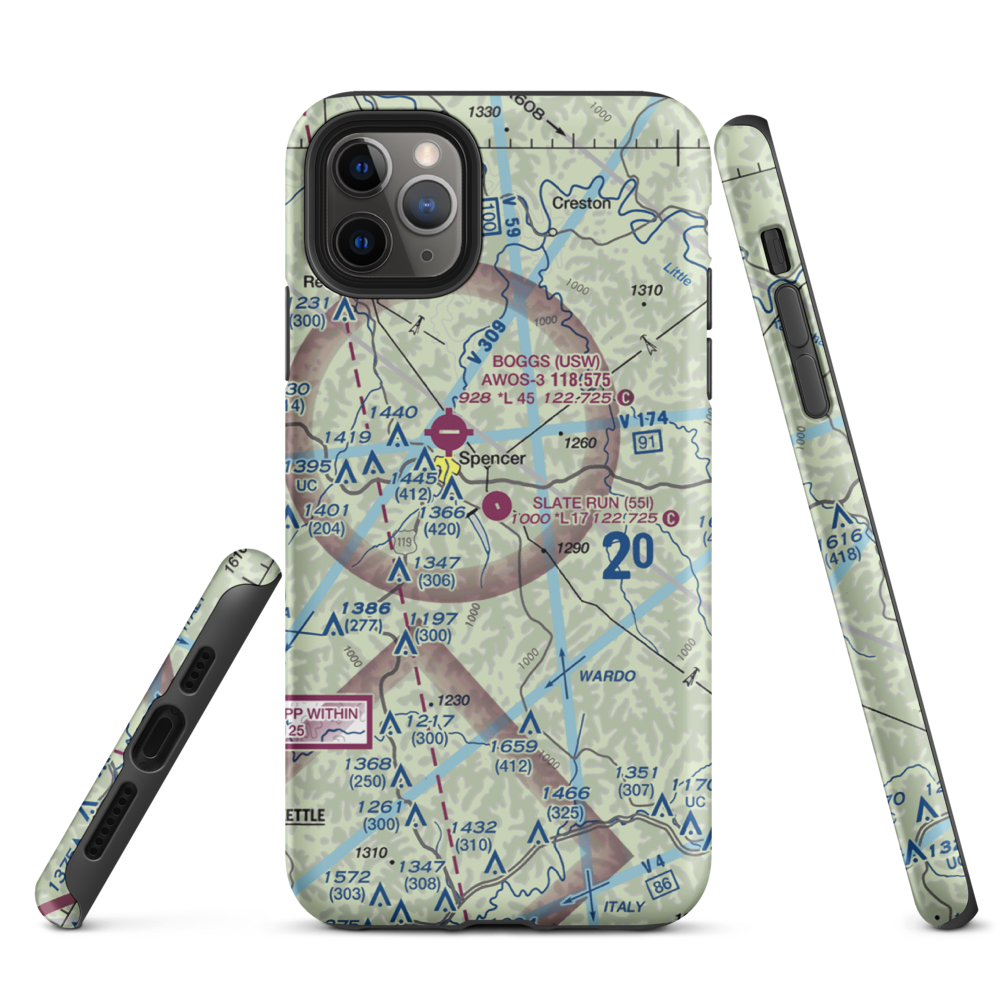 Slate Run Airport (55I) VFR Sectional  Tough iPhone Case iPhone 11 Pro Max model shown