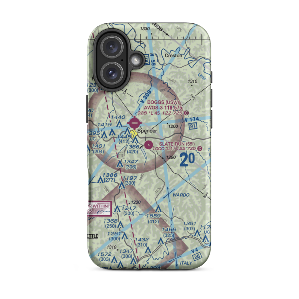 Slate Run Airport (55I) VFR Sectional  Tough iPhone Case iPhone 16 Plus model shown