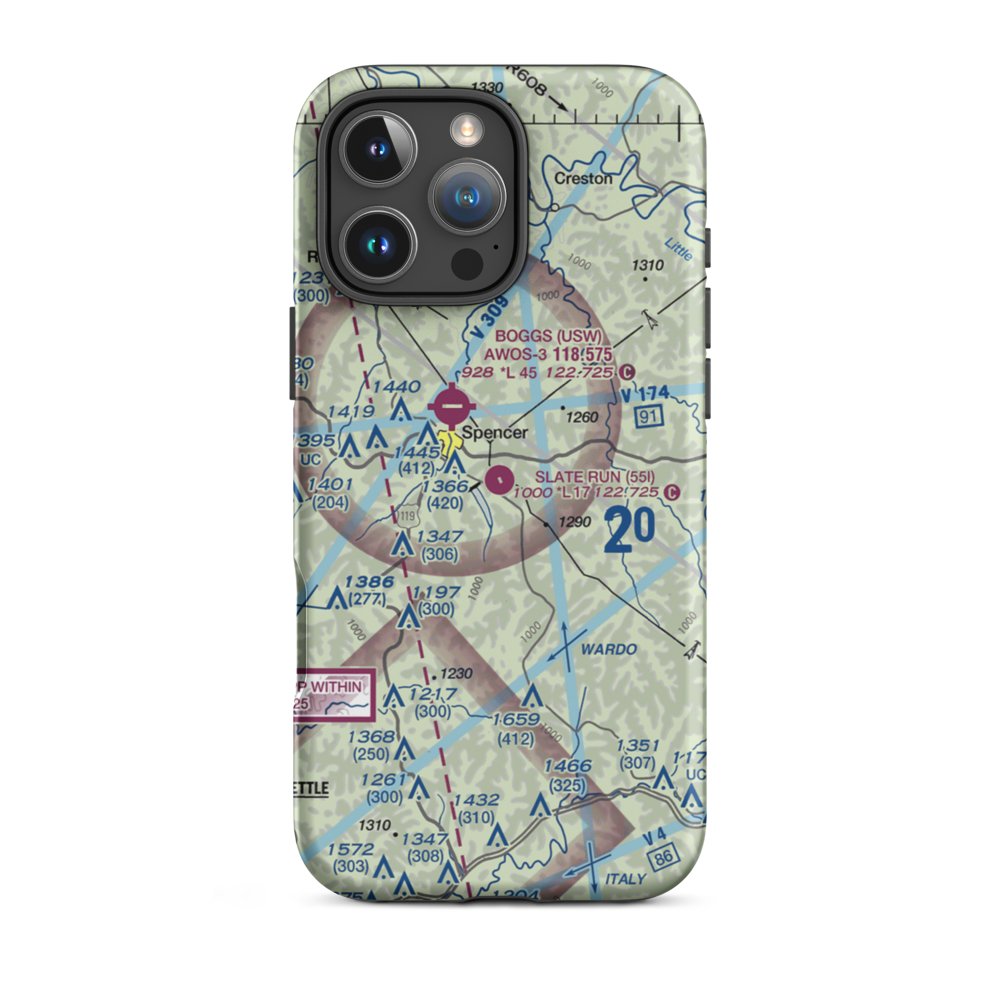 Slate Run Airport (55I) VFR Sectional  Tough iPhone Case iPhone 16 Pro Max model shown
