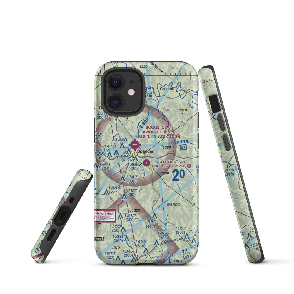 Slate Run Airport (55I) VFR Sectional  Tough iPhone Case iPhone 12 mini model shown
