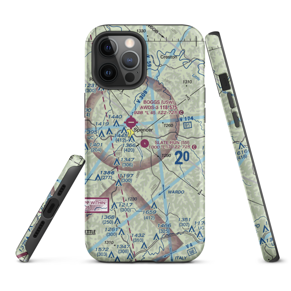Slate Run Airport (55I) VFR Sectional  Tough iPhone Case iPhone 12 Pro Max model shown