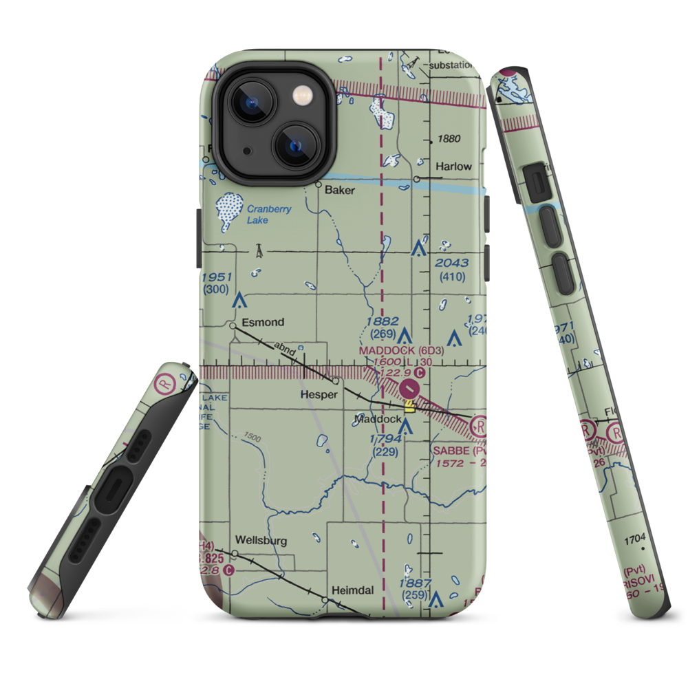 Slater Farm Airport (2NA7) VFR Sectional  Tough iPhone Case iPhone 14 Plus model shown