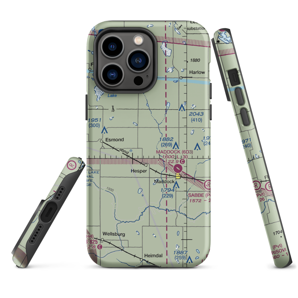 Slater Farm Airport (2NA7) VFR Sectional  Tough iPhone Case iPhone 14 Pro Max model shown