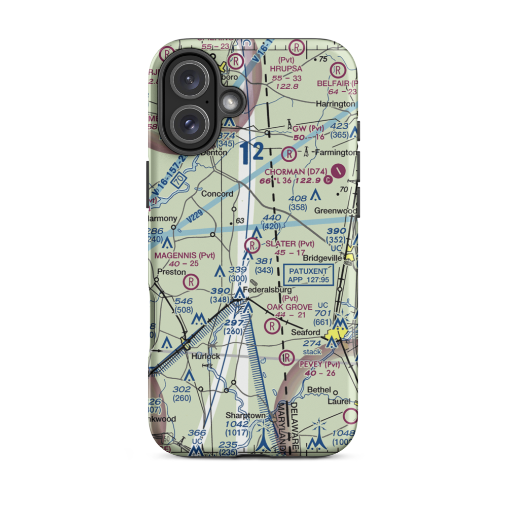 Slater Field (00MD) VFR Sectional  Tough iPhone Case iPhone 16 Plus model shown