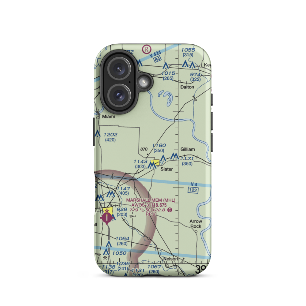Slater Memorial Airport (9K5) VFR Sectional  Tough iPhone Case iPhone 16 model shown