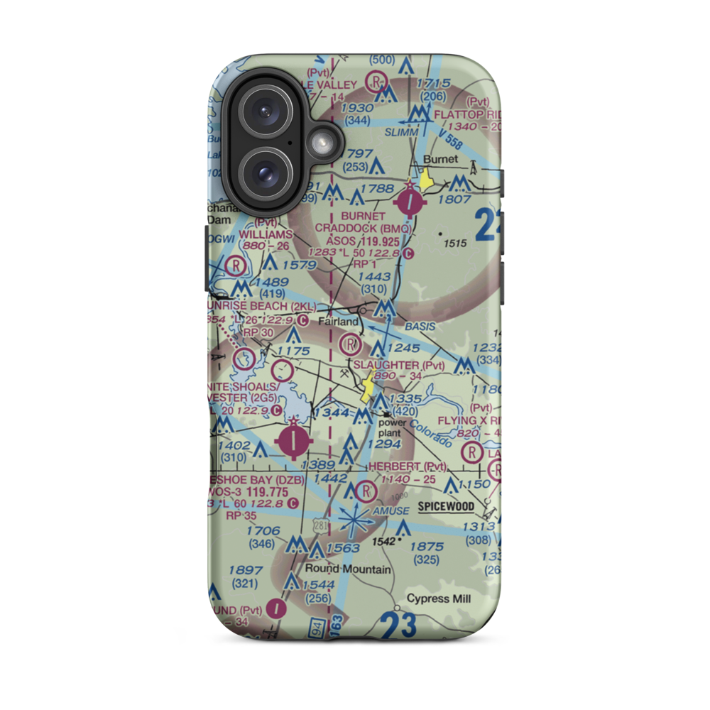 Slaughter Ranch Airport (86TA) VFR Sectional  Tough iPhone Case iPhone 16 Plus model shown