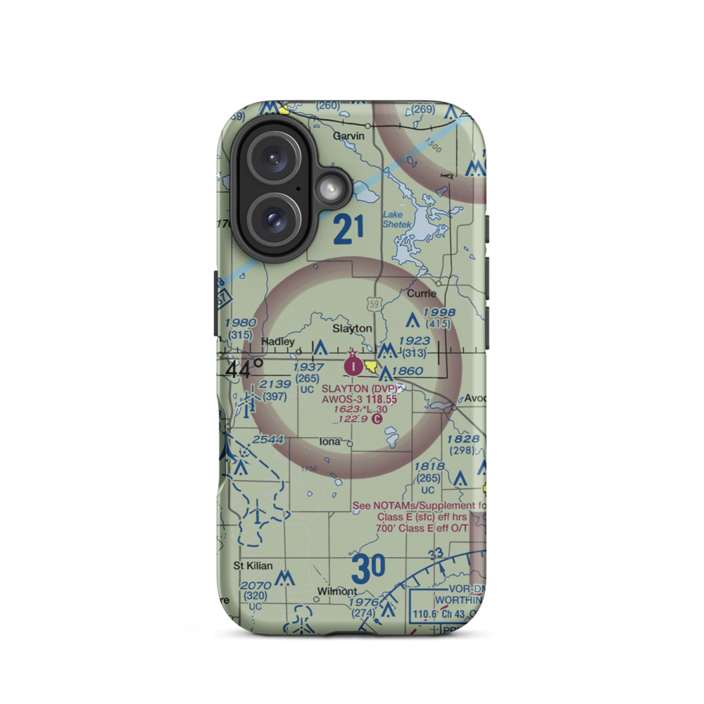 Slayton Municipal Airport (DVP) VFR Sectional  Tough iPhone Case iPhone 16 model shown