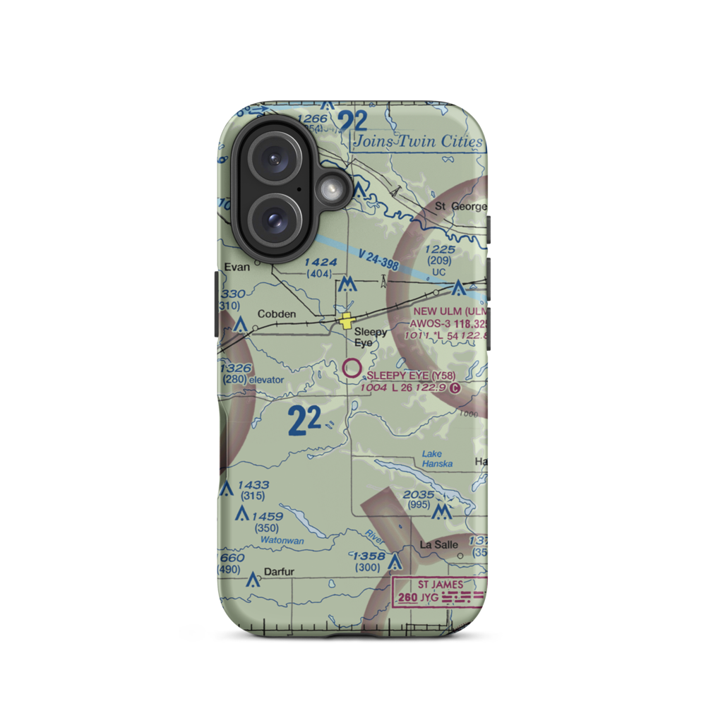 Sleepy Eye Municipal Airport (Y58) VFR Sectional  Tough iPhone Case iPhone 16 model shown