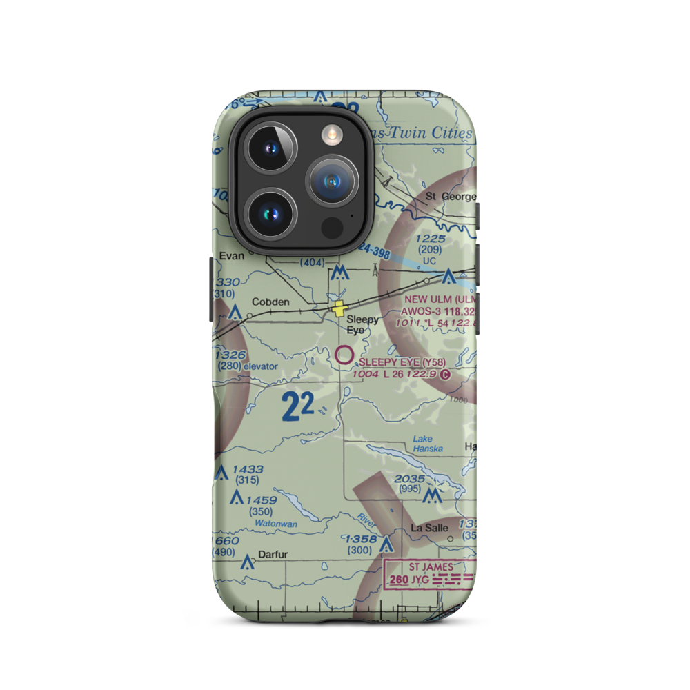 Sleepy Eye Municipal Airport (Y58) VFR Sectional  Tough iPhone Case iPhone 16 Pro model shown
